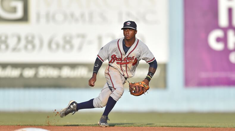 Ozzie Albies, with the Rome Braves, has emerged as the Braves’ top middle infield prospect.