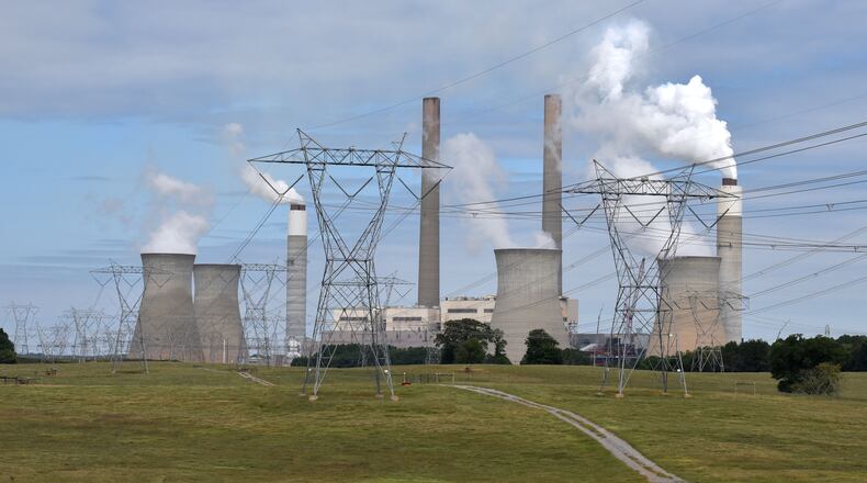 Georgia Power’s Plant Bowen in Cartersville, where some of the company’s dozens of coal ash ponds contain a toxic slurry of burned coal residue and contaminants. HYOSUB SHIN / HSHIN@AJC.COM