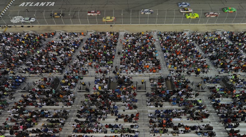 After this weekend’s race, the racing surface at Atlanta Motor Speedway will get a layer of new asphalt. JOHNNY CRAWFORD / AJC file