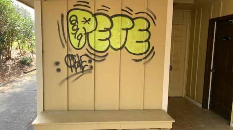 A 17-year-old student at Starr’s Mill High School has been charged with 15 counts related to graffiti damage. Courtesy Peachtree City Police