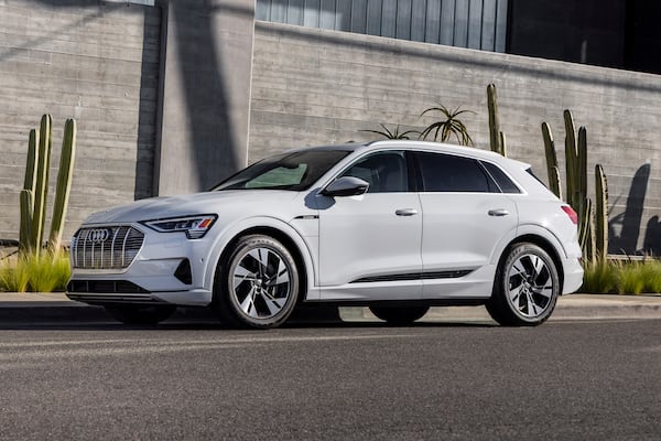 This photo provided by Audi shows the 2022 Audi Q8 E-tron, one of the first electric SUVs from Audi and an excellent used car bargain. (Courtesy of Audi of America via AP)