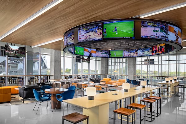 Nest on Four sports bar gives guests panoramic views of Mercedes Benz Stadium from the fourth floor of the Signia by Hilton Atlanta. (Courtesy of Signia by Hilton Atlanta)