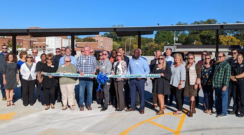 Canton's new downtown parking deck has been opened, including 10 electric car charging stations and 102 parking spaces. (Courtesy of Canton)