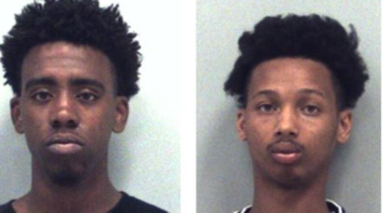 Aram Johnson, left, and Keondrae Prater were arrested after someone spotted them in the area of Lawrenceville Highway and Shannon Way. (Credit: Gwinnett County Police Department)