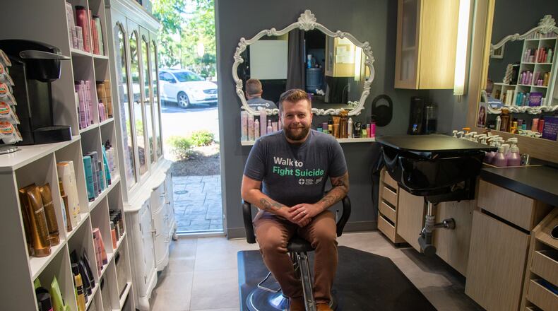 Peter Nunn, who is a volunteer in the fight to reduce suicides, at Salon Magus in Alpharetta.  PHIL SKINNER FOR THE ATLANTA JOURNAL-CONSTITUTION.