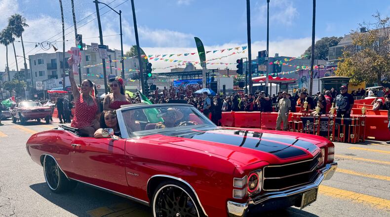 Drivers participate in the annual King of the Streets event celebrating lowriding, a Mexican American and Chicano cultural tradition rooted in car customization, Saturday, Sept. 19, 2026, in San Francisco. (AP Photo/Haven Daley)