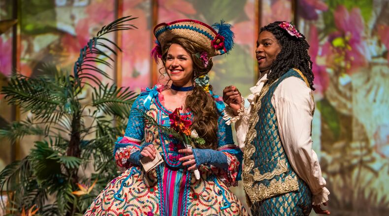 Marietta-native Maria Valdes (left) as Léontine and Frederick Ballentine as Valcour in "The Anonymous Lover." (Photos by Raftermen)