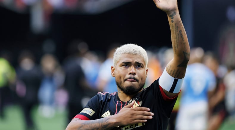 Atlanta United forward Josef Martinez thanked everyone in the stands after the season finale at Mercedes-Benz Stadium. Martinez has reportedly agreed to join Inter Miami. (Miguel Martinez/The Atlanta Journal-Constitution/TNS)