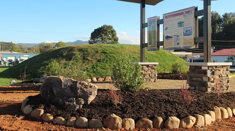 This photo provided by the Noquisi Initiative shows the Noquisiyi Mound on Oct. 16, 2020, in Franklin, N.C. (Elaine Eisenbraun/Noquisi Initiative via AP)
