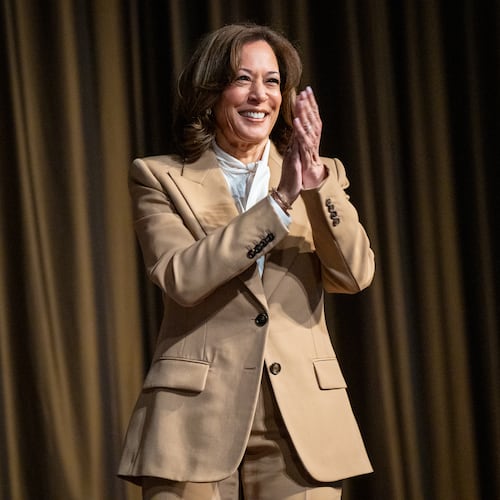 Kamala Harris, former Vice President and 2024 Presidential candidate, arrives during the National Action Network (NAN) Convention in New York, Friday, April 10, 2026. (AP Photo/Angelina Katsanis)