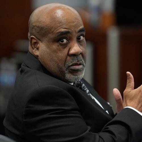 Duane Davis in court for his trial, related to the 1996 killing of rapper Tupac Shakur, at Clark County District Court Regional Justice Center in Las Vegas, Tuesday, Aug. 25, 2026. (AP Photo/John Locher, Pool)