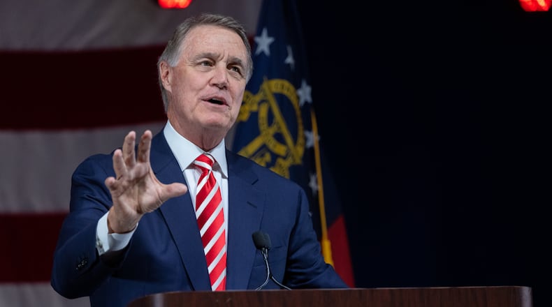 Former U.S. Sen. Davide Perdue took aim at both Democrat Stacey Abrams and Gov. Brian Kemp, a fellow Republican, in an interview with The Atlanta Journal-Constitution following his announcement this week that he will run against Kemp in the GOP primary. “I can’t see the state go down this road that Stacey Abrams wants to go down," Perdue said. "Kemp has failed to unite the party, and he can’t defeat her.” (Photo: Nathan Posner for The Atlanta-Journal-Constitution)