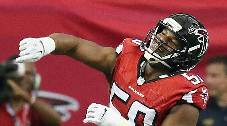 Falcons defensive end Osi Umenyiora began his NFL career with the New York Giants