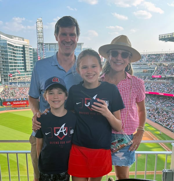 Rob Lathan with his wife, Niki; son, Eli; and daughter, Louise at a Braves game in 2024. (Courtesy of Rob Lathan)