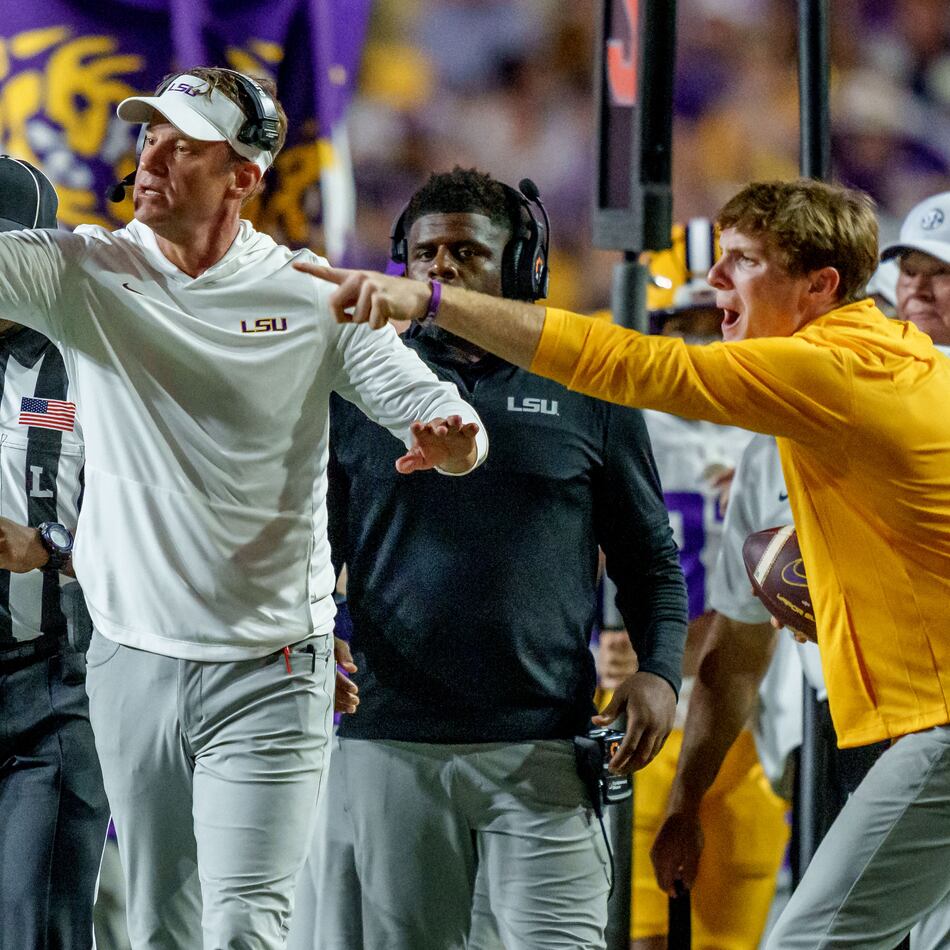LSU head coach Lane Kiffin reacts during an NCAA college football game in Baton Rouge, La., Saturday, Sept. 5, 2026. (Matthew Hinton/AP)