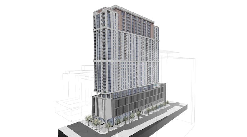 This is a rendering of a 37-story office tower that's proposed for Midtown.