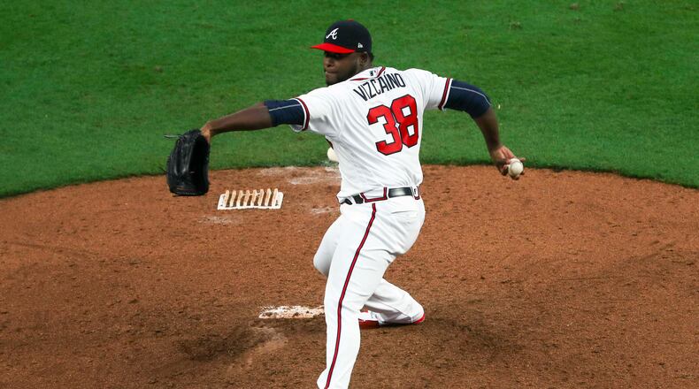 Remember him? Arodys Vizcaino is back in the Braves bullpen. (ALYSSA POINTER/ALYSSA.POINTER@AJC.COM)