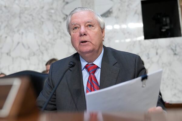 FILE - Sen. Lindsey Graham, R-S.C., speaks during the Senate Judiciary Committee confirmation hearing for Kash Patel, at the Capitol in Washington, Jan. 30, 2025. (AP Photo/Ben Curtis, File)