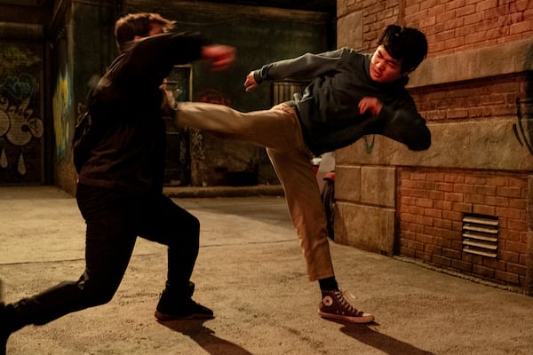This image released by Sony Pictures shows Ben Wang in a scene from "Karate Kid: Legends." (Jonathan Wenk/Sony Pictures via AP)