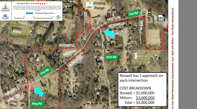 Roswell recently approved an agreement with Milton for the TSPLOST II Cox Road Intersection Improvements project. (Courtesy City of Roswell)