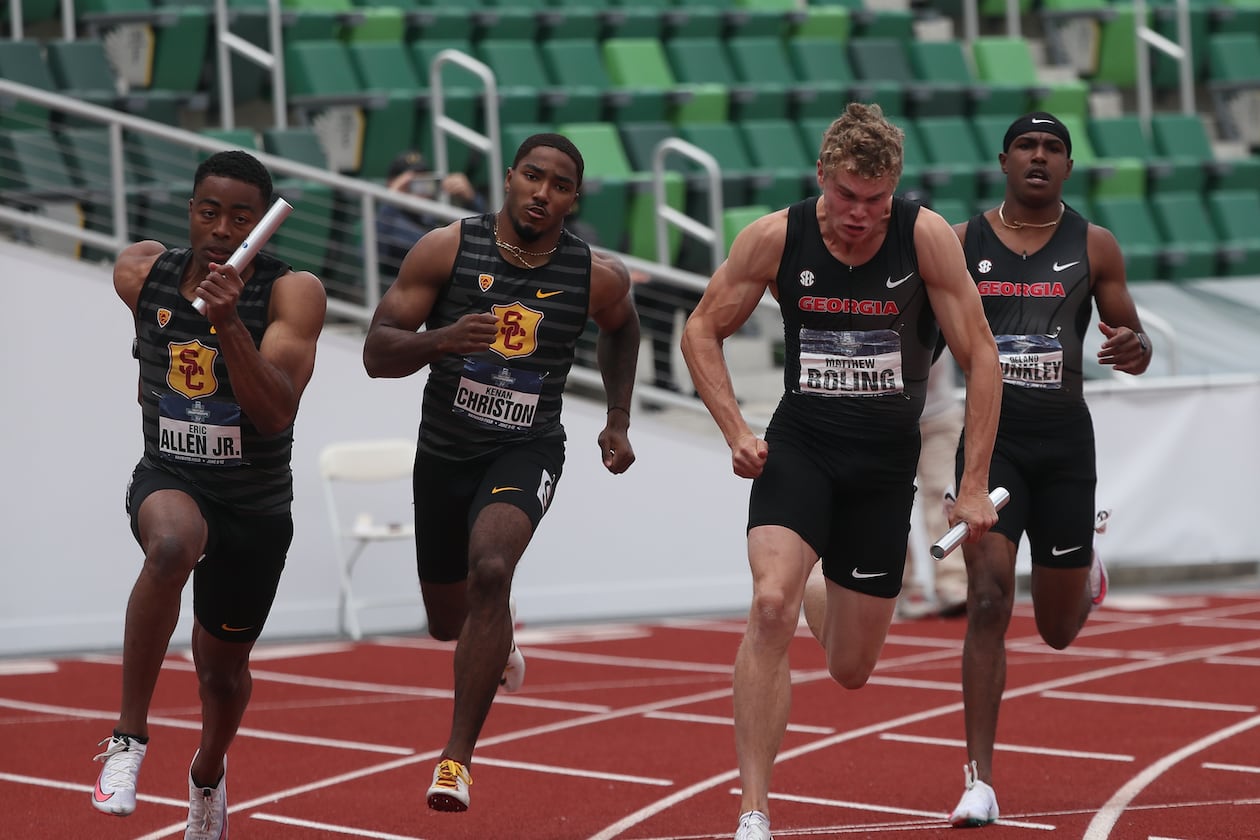 Georgia sprinter Matthew Boling, shown here at the NCAA Outdoor Track & Field Championships in Eugene, Ore., is attempting to qualify for the Tokyo Olympics in the 100 and 200 meter sprints.