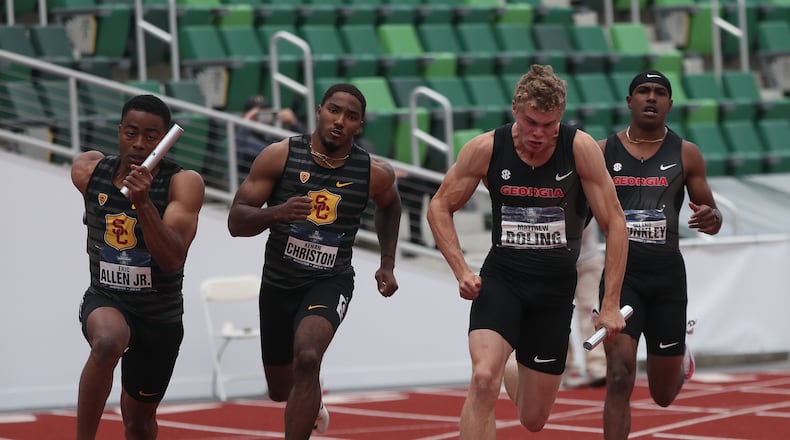 Georgia sprinter Matthew Boling, shown here at the NCAA Outdoor Track & Field Championships in Eugene, Ore., is attempting to qualify for the Tokyo Olympics in the 100 and 200 meter sprints.