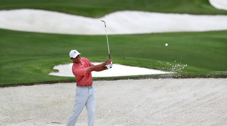 Tiger Woods gets in some practice at Augusta National Tuesday in advance of Thursday's first round of the Masters.