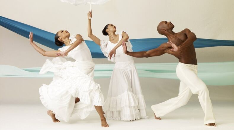 Alvin Ailey American Dance Theatre performed a series of shows at the Fox Theatre in February. Shown here are Alvin Ailey American Dance Theatre’s Linda Celeste Sims, Alicia Graf Mack, and Glenn Allen Sims in Alvin Ailey’s “Revelations.” CONTRIBUTED BY ANDREW ECCLES The Atlanta Journal-Constitution