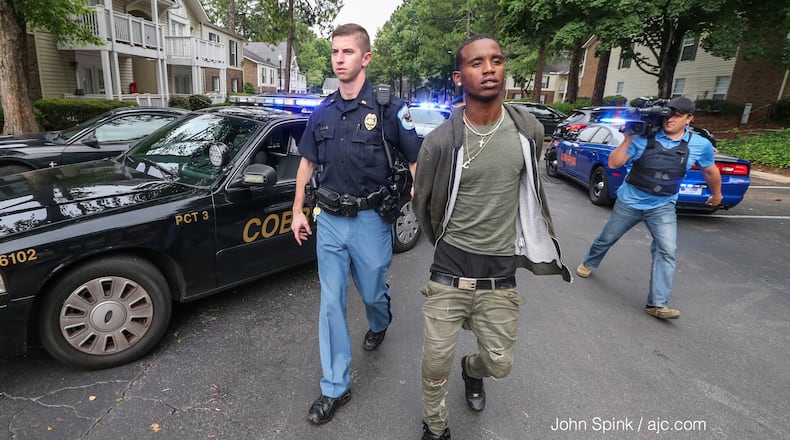 Five teenagers were arrested Wednesday morning after a car chase and multiple crashes in Cobb County. JOHN SPINK / JSPINK@AJC.COM