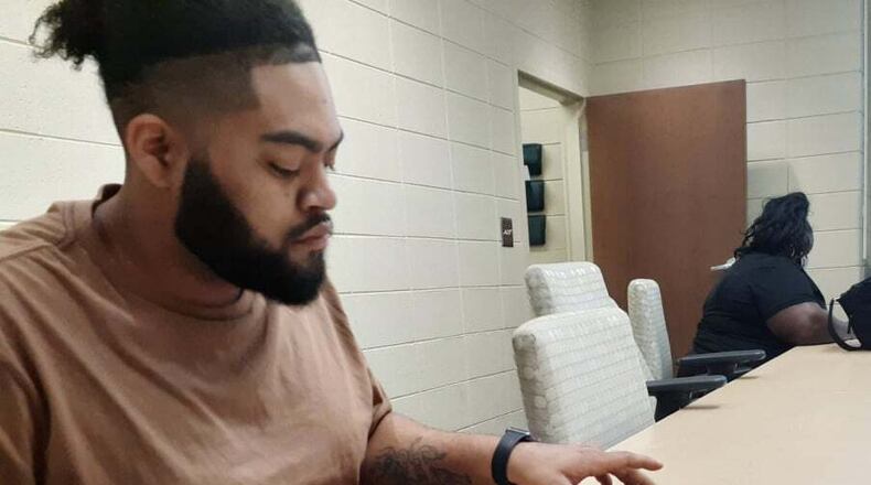 Acworth resident Nicholas Galvez fills out a job application during an Aug. 6 hiring event at the Public Works Complex in Marietta. Georgia has seen continued strengthening of the labor market with hiring and wages up. (Matt Bruce/For the AJC)