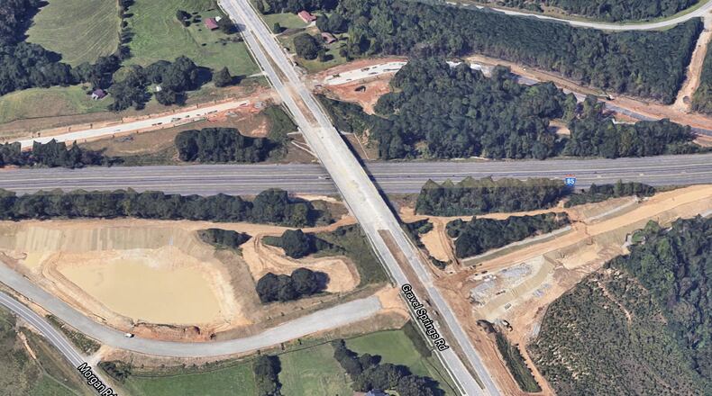 Gwinnett plans to open the new I-85 interchange at Ga. 324/Gravel Springs Road in Buford on Tuesday, Nov. 23 (shown here under construction). (Google Maps)