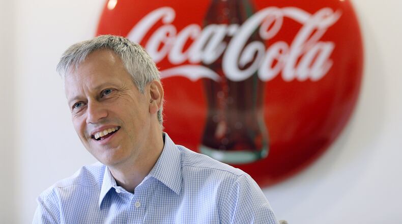 Coca-Cola talks often about environmental sustainability and empowering women, among other issues, but CEO James Quincey’s pay is much more closely tied to traditional financial metrics such as the company’s stock price. BOB ANDRES /BANDRES@AJC.COM