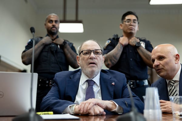 Harvey Weinstein appears in state court in Manhattan for his retrial on Tuesday, May 20, 2025 in New York. (Justin Lane/Pool Photo via AP)