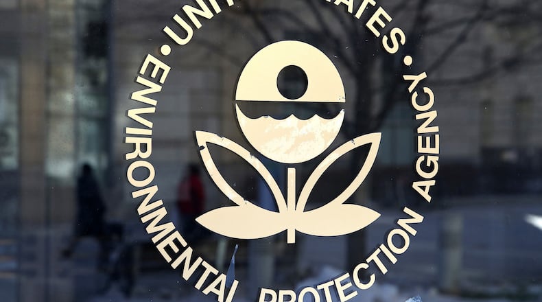 The U.S. Environmental Protection Agency's logo is displayed on a door at its headquarters on March 16, 2017, in Washington, D.C. (Justin Sullivan/Getty Images/TNS)