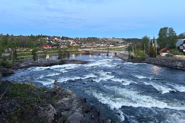 The town of Kongsberg, which is the headquarters of a defense company which makes missiles for Ukraine and is seen as a potential target for sabotage, is seen in Norway Wednesday, May 7, 2025. (AP Photo/Emma Burrows)