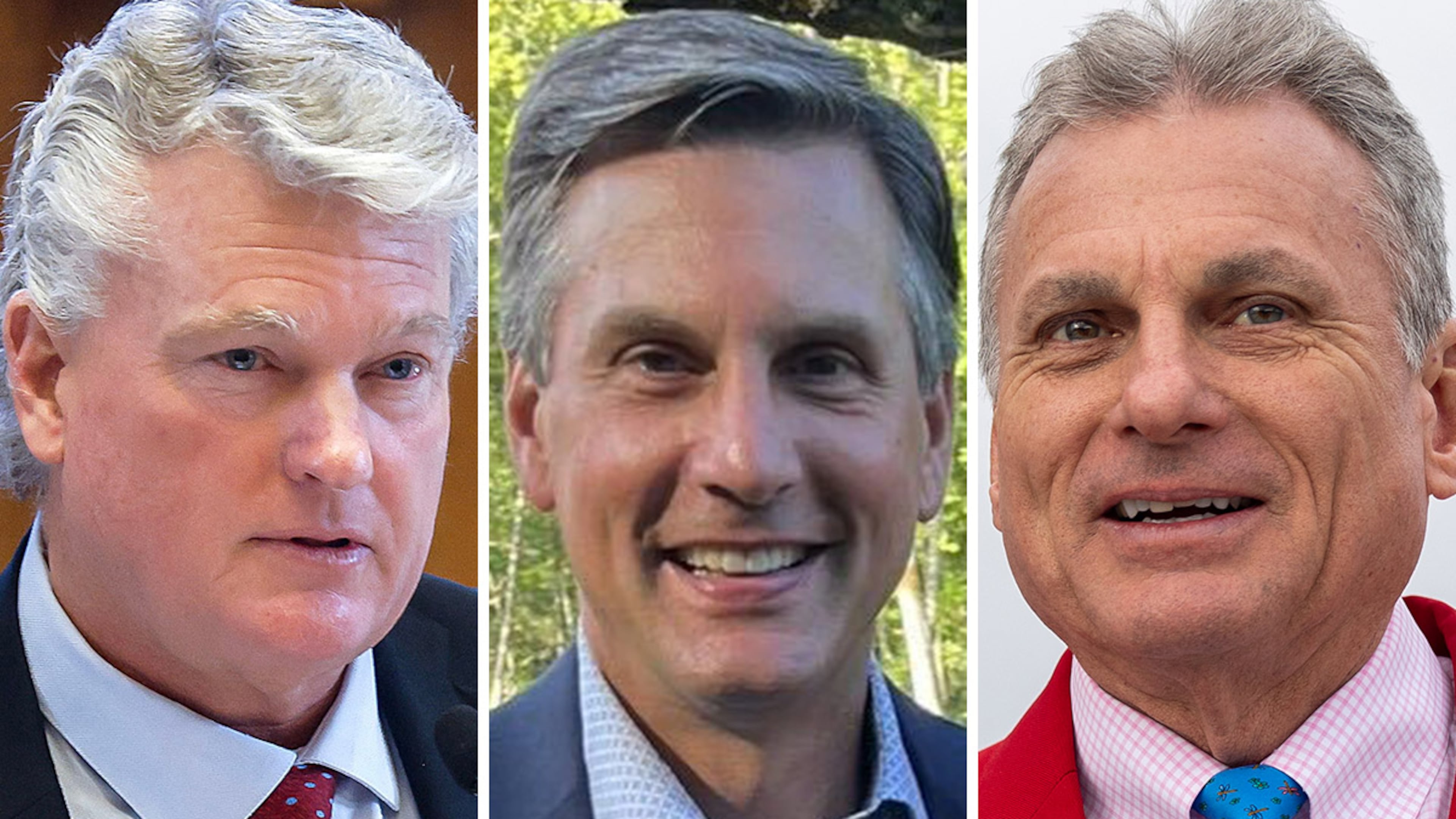 (Left to right) U.S. Rep. Mike Collins, R-Jackson; Derek Dooley and U.S. Rep. Buddy Carter, R-St. Simons Island, are running for the U.S. Senate. (AJC file photos, courtesy photo)
