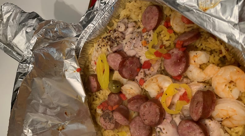 Paella cooked in a tin pie pan has become a quick and easy summer favorite for Lynn Ford and her family.
CONTRIBUTED BY LYNN FORD