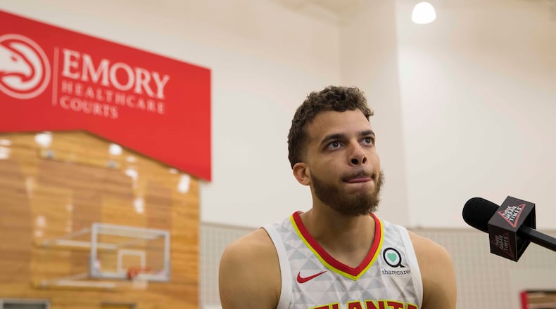 Former Georgia State star R.J. Hunter joins the Hawks for media day, and then, more importantly, for training camp. (ALYSSA POINTER/ALYSSA.POINTER@AJC.COM)