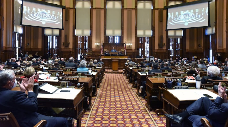 January 14, 2021 Atlanta - Lawmakers gathered in the House of Representatives chamber during the fourth day of the 2021 legislative session at the Georgia State Capitol building on Thursday, January 14, 2021. (Hyosub Shin / Hyosub.Shin@ajc.com)