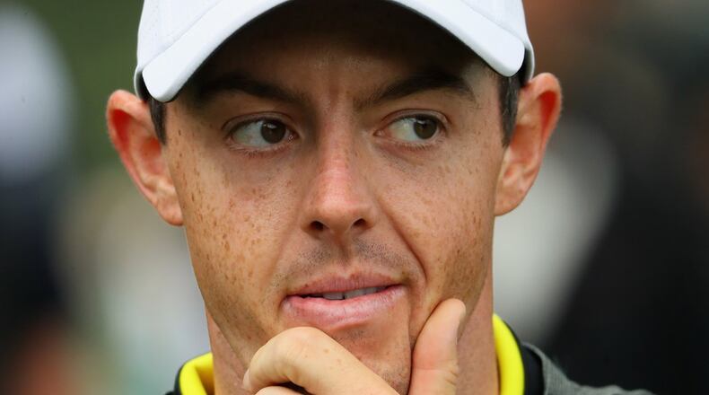 Rory McIlroy of Northern Ireland looks on during a practice round Wednesday before the Masters at Augusta, Ga. ANDREW REDINGTON/GETTY IMAGES