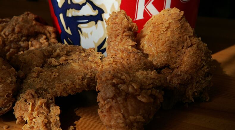 A bucket of KFC Extra Crispy fried chicken is displayed October 30, 2006 in San Rafael, California.