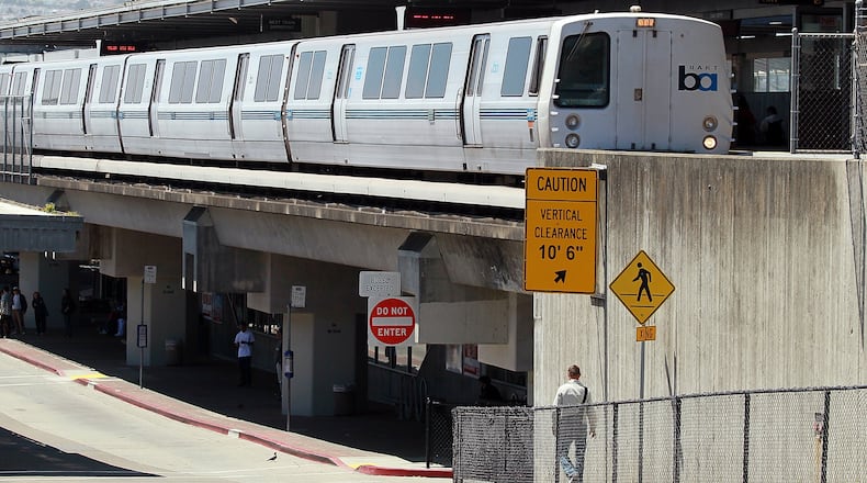 DALY CITY, CA - AUGUST 15: A Bay Area Rapid Transit (BART) train arrives at the Daly City station on August 15, 2011 in Daly City, California. The hacker group "Anonymous" is planning a demonstration at a BART station this evening after BART officials turned off cell phne service in its stations last week during a disruptive protest following the fatal shooting of a man by BART police. (Photo by Justin Sullivan/Getty Images)