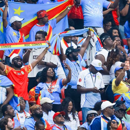 Congo fans react during the second half of a FIFA World Cup round of 32 match at Atlanta Stadium (Mercedes-Benz Stadium) on Wednesday, July 1, 2026, in Atlanta. (Jason Getz/AJC)