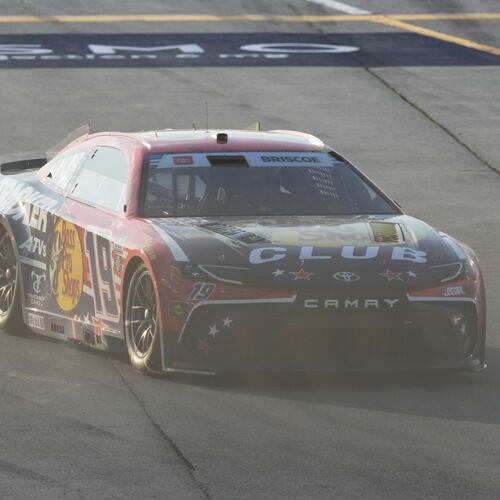 Chase Briscoe (19) drives to the track after making a pit stop during a NASCAR Cup Series auto race at Chicagoland Speedway in Joliet, Ill., Sunday, July 5, 2026. (AP Photo/Nam Y. Huh)