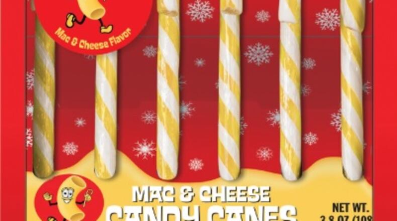 One company is offering macaroni and cheese candy canes for the holiday season.