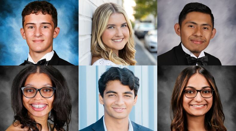 What do valedictorians across the metro Atlanta area say about their high school experience and their futures. We asked. Among the valedictorians who answered (top row, from left) Andrew Malooley (Collins Hill High, Gwinnett), Jessica Gorski (Whitewater High, Fayette), Jesus Ortiz (Osborne High, Cobb); and (bottom row, from left) Leah Johnson (Columbia High, DeKalb), Neil Shah (Dunwoody High, DeKalb), Payal Patel (Dacula High, Gwinnett). (Courtesy photos)