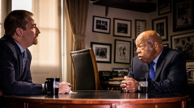 Moderator Chuck Todd, left, and Rep. John Lewis (D-GA) right, appear in a pre-taped interview on "Meet the Press" in Washington, D.C., Friday, January 13, 2017. (Photo by: William B. Plowman/NBC/NBC NewsWire)