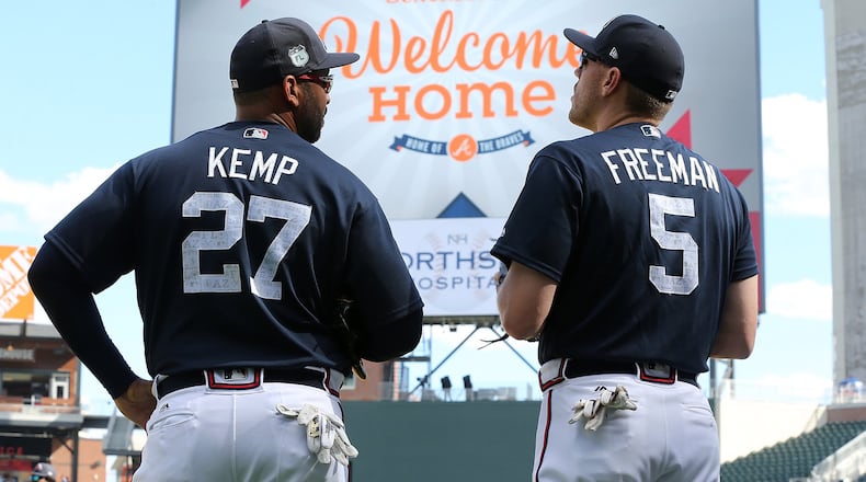 Matt Kemp and Freddie Freeman have been the middle-of-the-order catalysts for a Braves offense that’s surged lately. (Curtis Compton/ccompton@ajc.com)