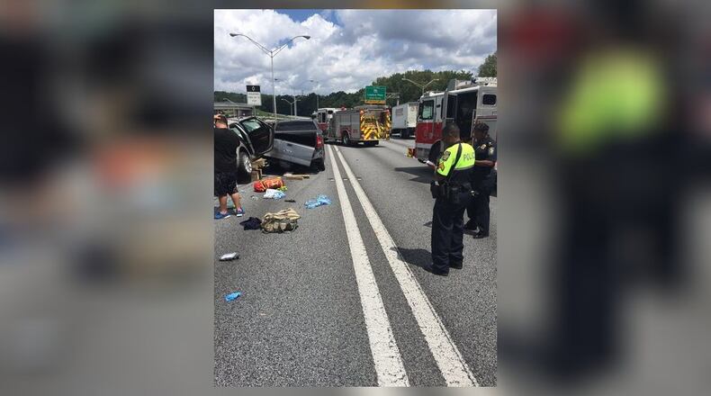 One person was killed Thursday in a crash on I-75. (Credit: Atlanta Fire Rescue)