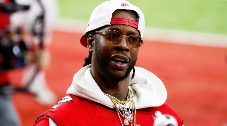 Rapper 2 Chainz looks on prior to Super Bowl 51 between the New England Patriots and the Atlanta Falcons at NRG Stadium on February 5, 2017 in Houston, Texas. (Photo by Gregory Shamus/Getty Images)